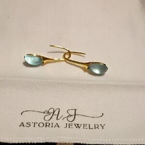 Astoria Jewelry Gold Drop Earrings with Pale Blue Stones